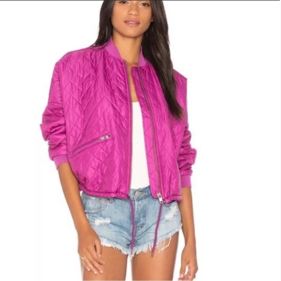 Free People Jackets & Blazers - Free People Easy Quilted Bomber Jacket Fuchsia Pink Size Medium